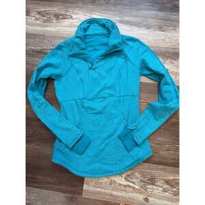 Lululemon Base Runner 1/2 Zip Pullover Mini Check Pique Surge Teal Sz 8